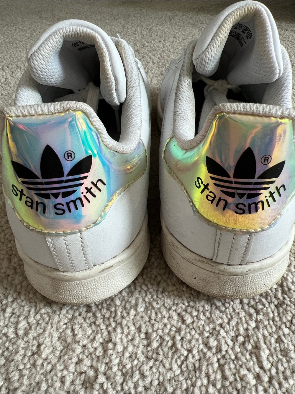 adidas Stan Smith White Sneakers with Iridescent Heel Tab
